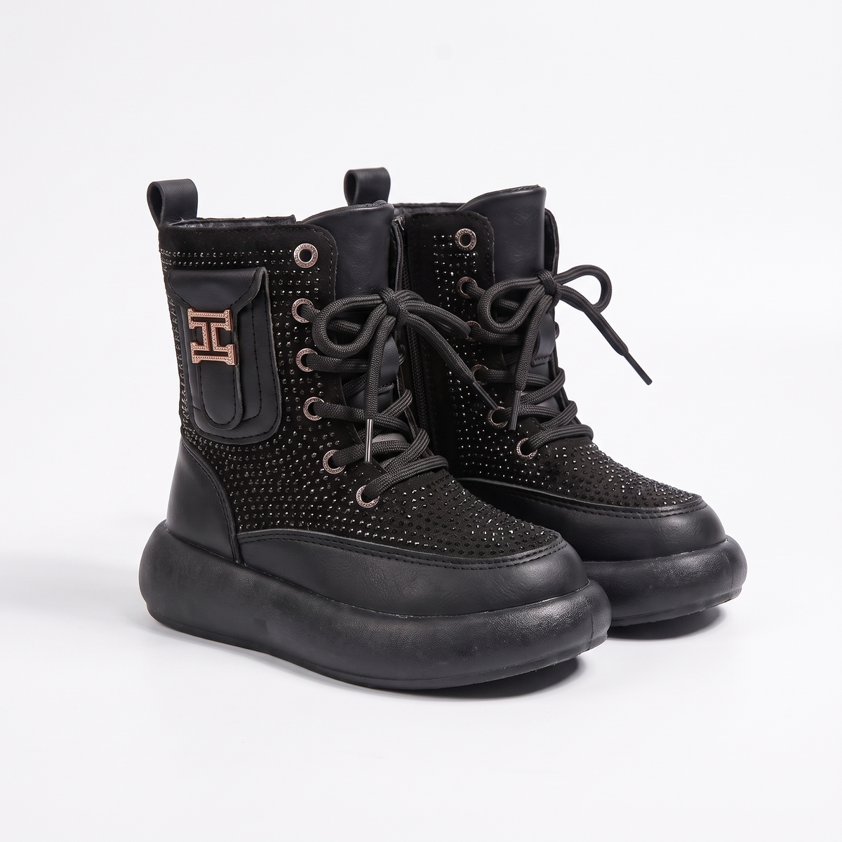 Bottines Strass Fille Maman & Moi - Noir - fond blanc