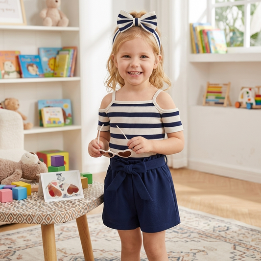 Ensemble deux pièces fille style marin avec accessoire