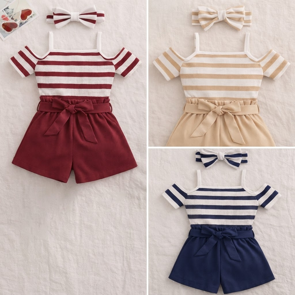Ensemble deux pièces fille style marin avec accessoire