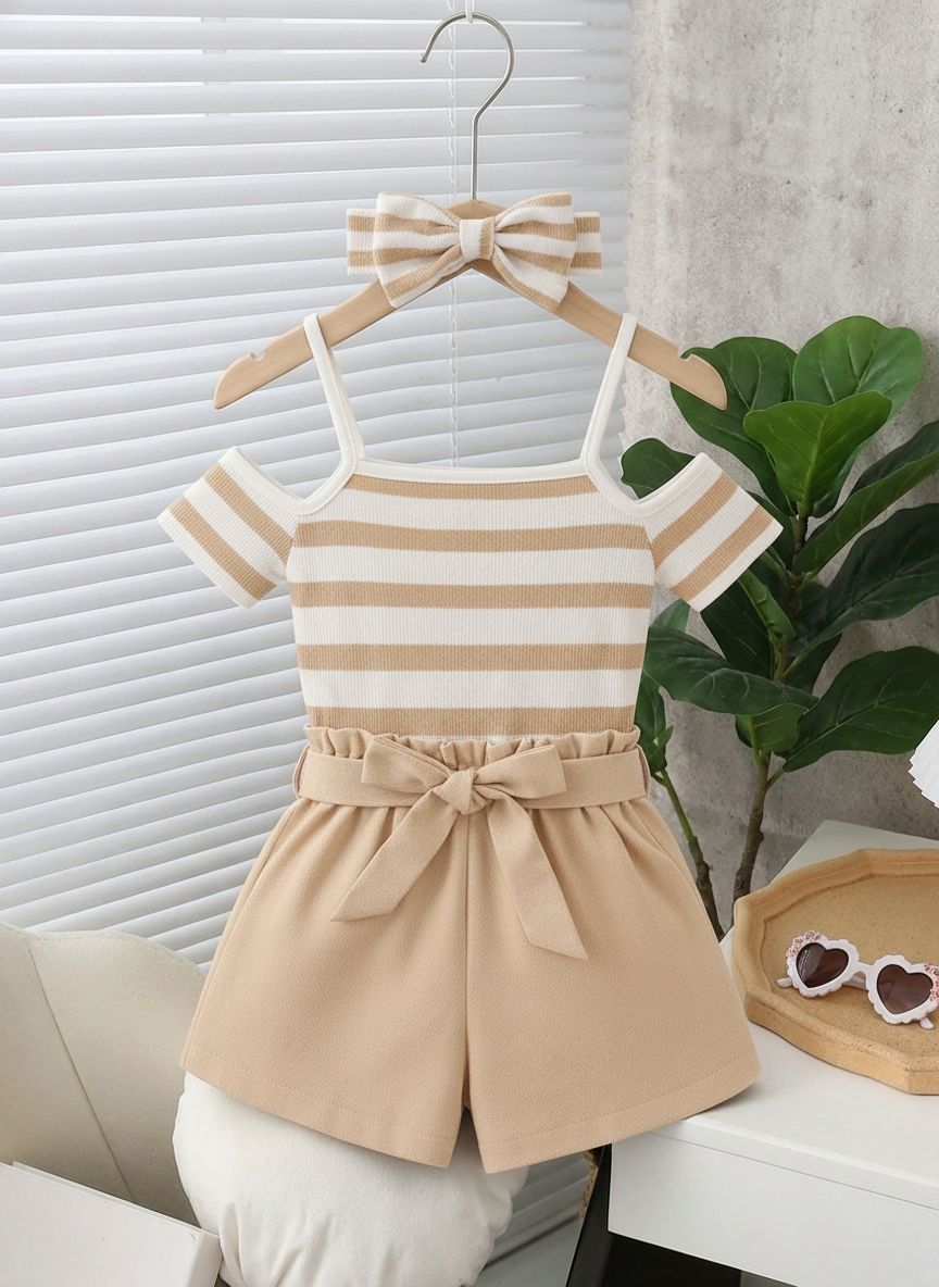 Ensemble deux pièces fille style marin avec accessoire