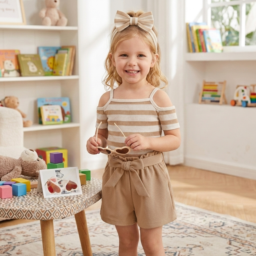 Ensemble deux pièces fille style marin avec accessoire