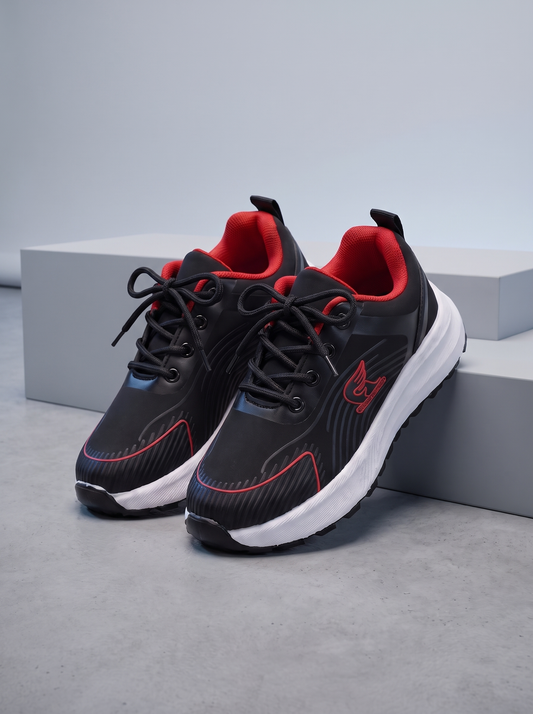 Baskets Garcon Mama & Moi - Rouge - paire trois quarts