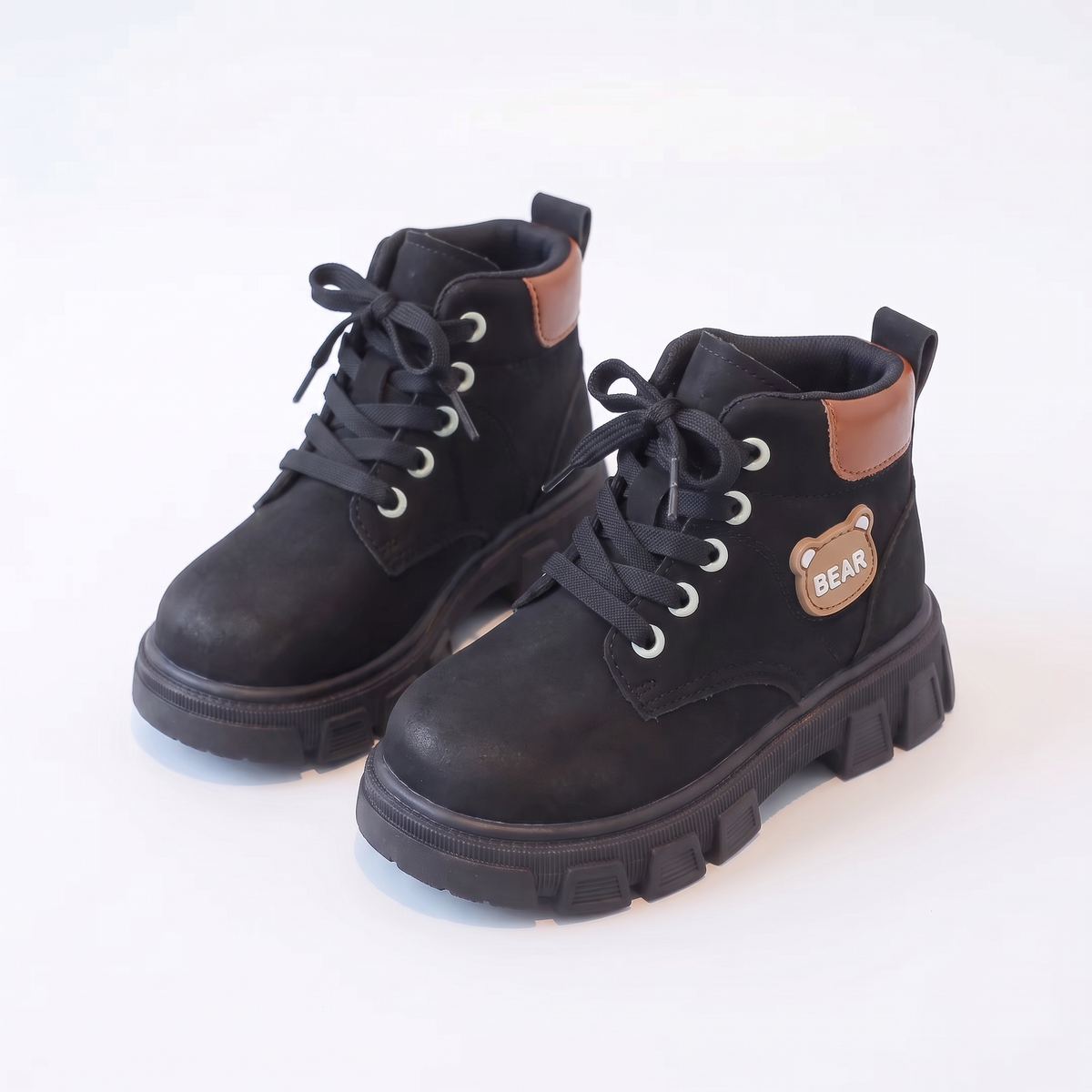 Bottines Garcon BEAR Maman & Moi noir - packshot fond blanc