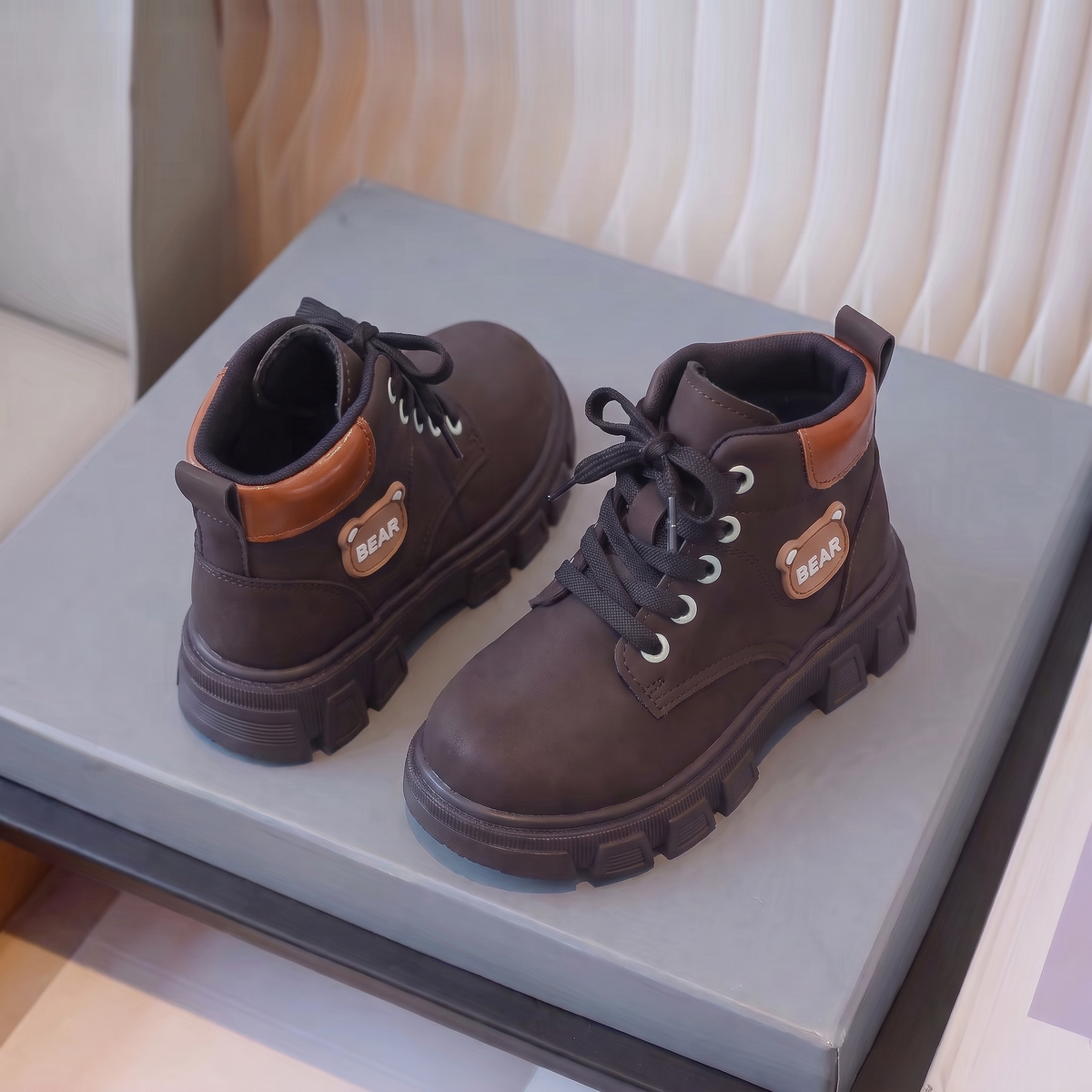 Bottines Garcon BEAR Maman & Moi marron - vue plongeante