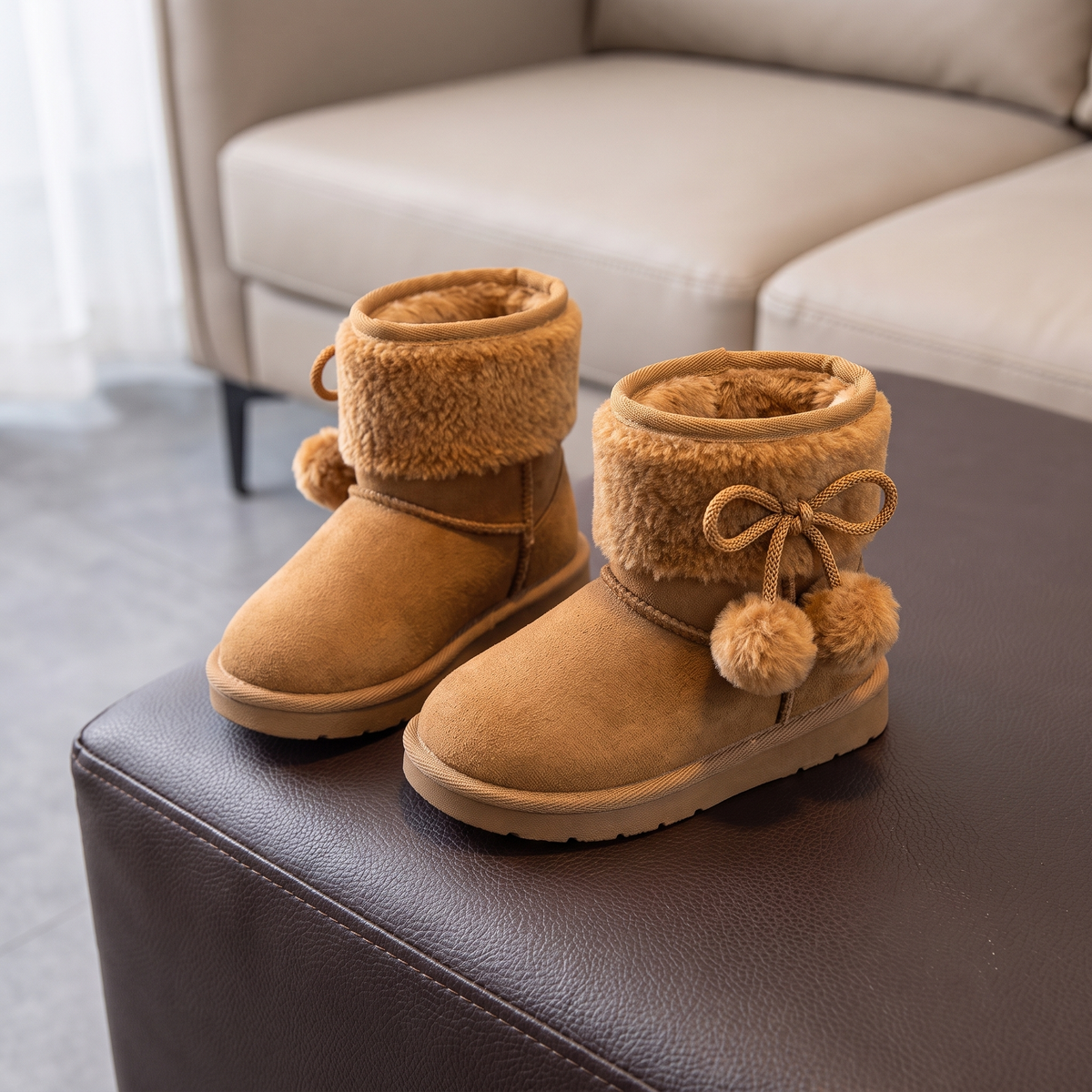 Bottes Fourrées Fille Maman & Moi - Camel - trois quarts avant