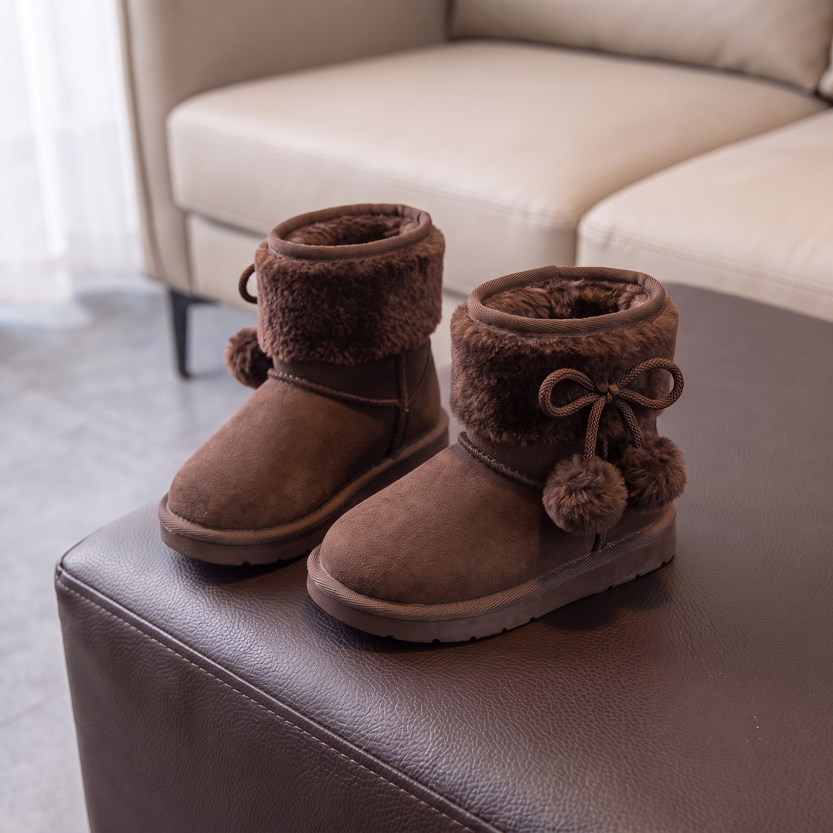 Bottes Fourrées Fille Maman & Moi - Marron - trois quarts avant
