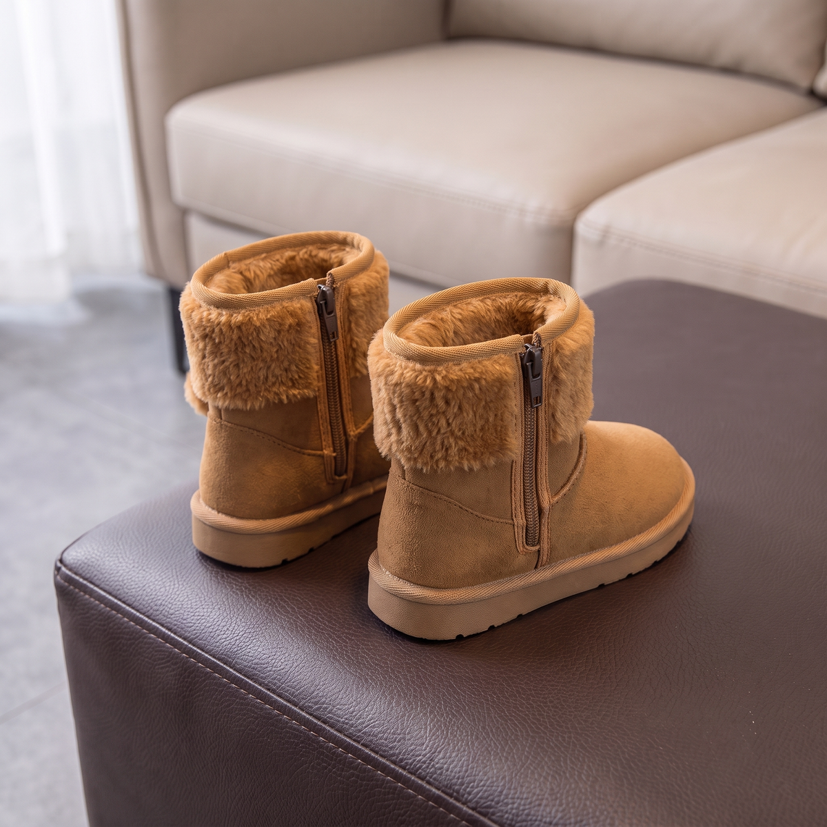 Bottes Fourrées Fille Maman & Moi - Camel - fermeture éclair