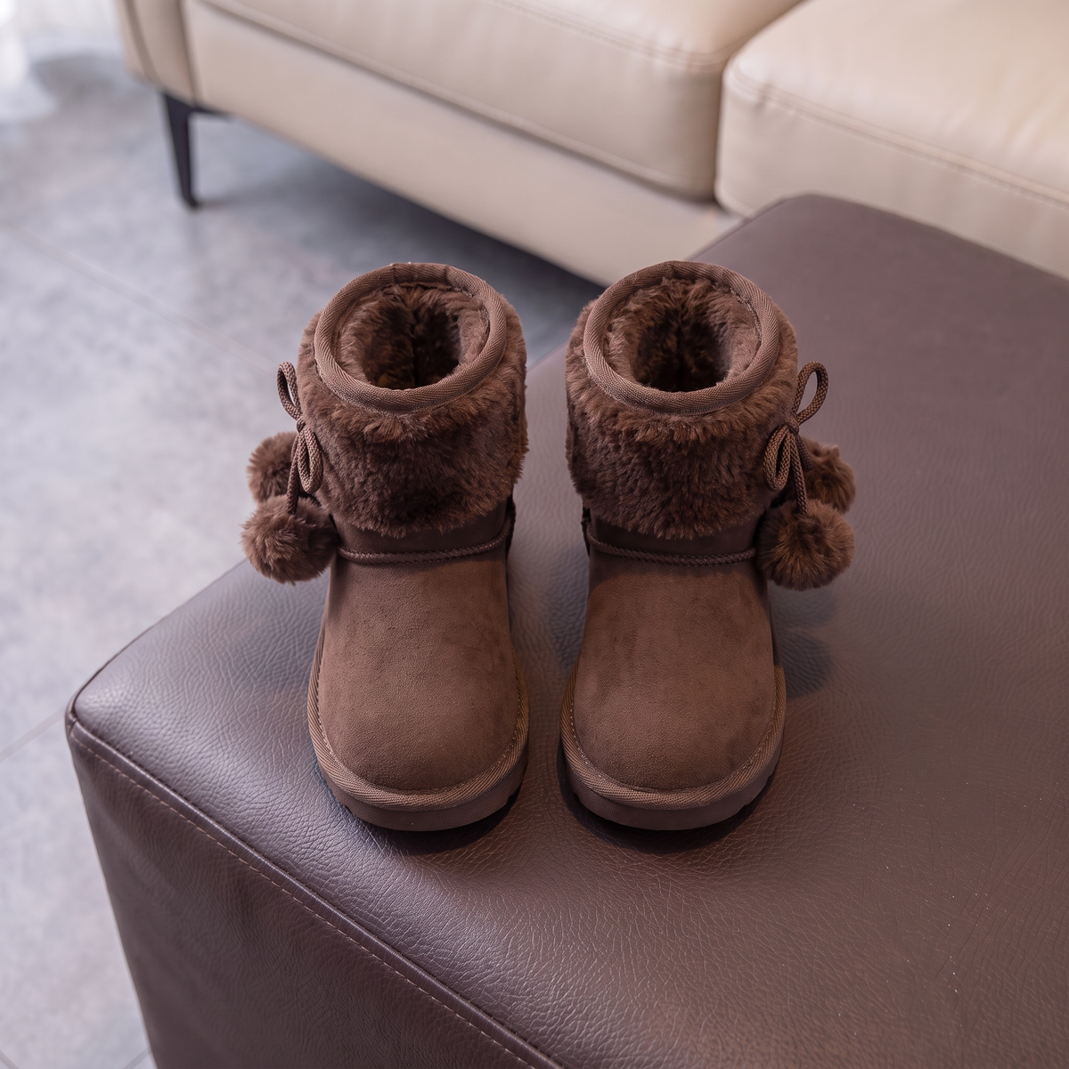 Bottes Fourrées Fille Maman & Moi - Marron - vue dessus doublure