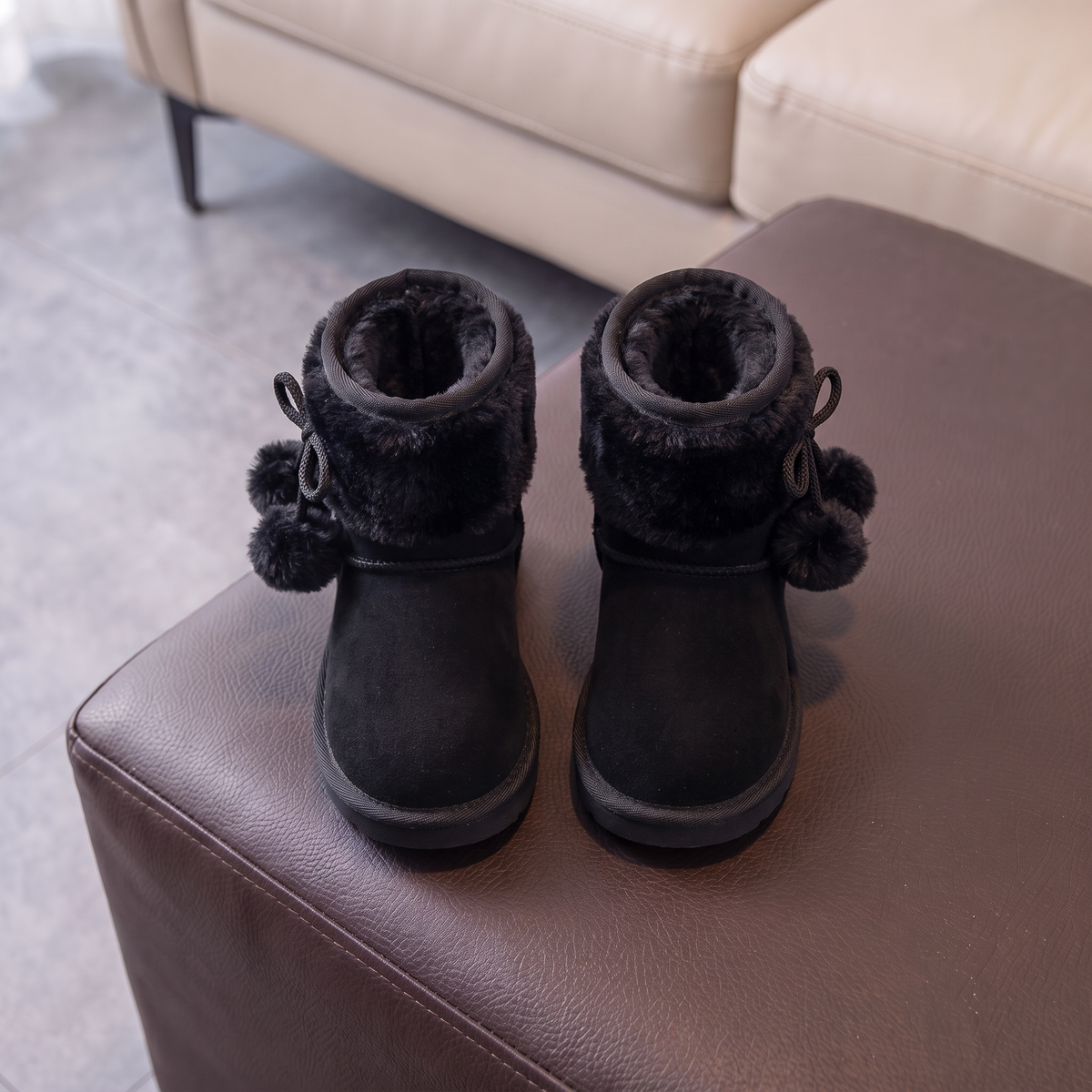 Bottes Fourrées Fille Maman & Moi - Noir - vue dessus doublure