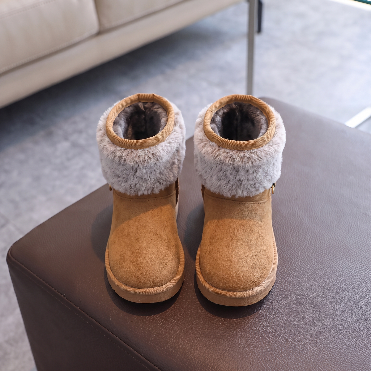 Bottes Fourrure Paillettes Fille Maman & Moi - Camel - vue dessus doublure