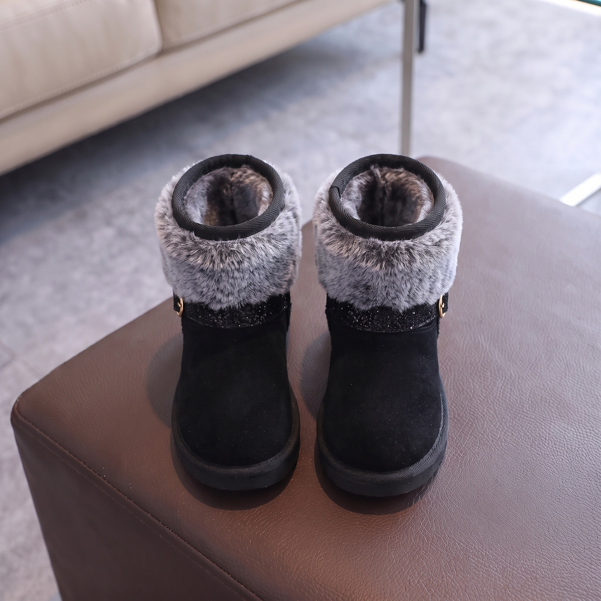 Bottes Fourrure Paillettes Fille Maman & Moi - Noir - vue dessus doublure