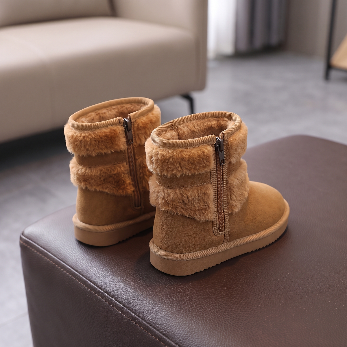 Bottes Double Fourrure Fille Maman & Moi - Camel - fermeture éclair