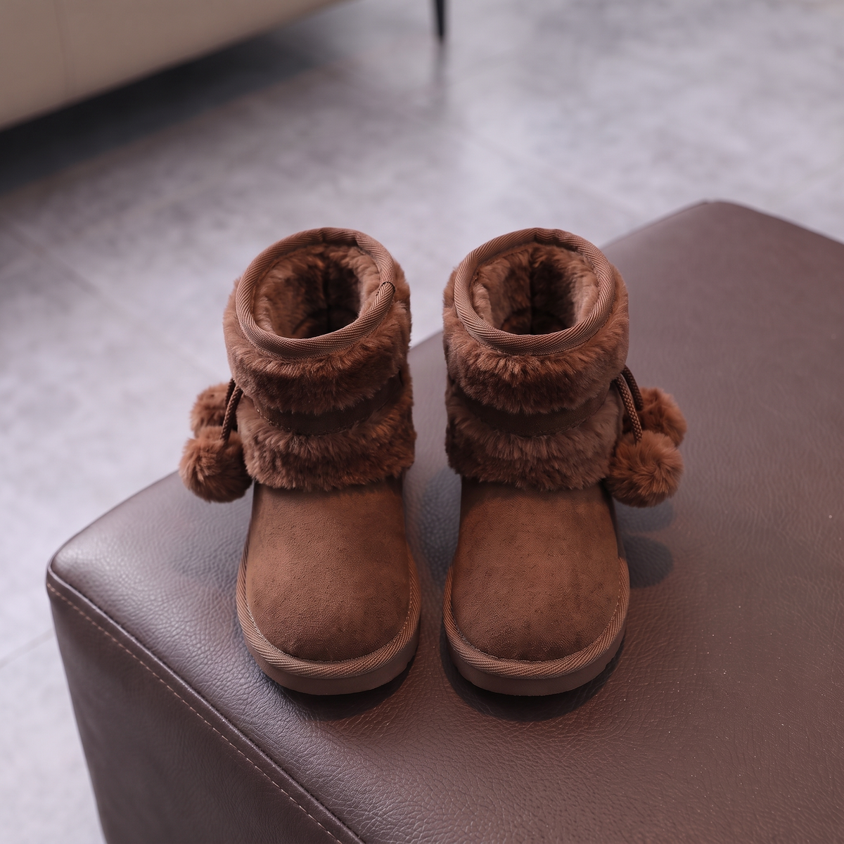 Bottes Double Fourrure Fille Maman & Moi - Marron - vue dessus