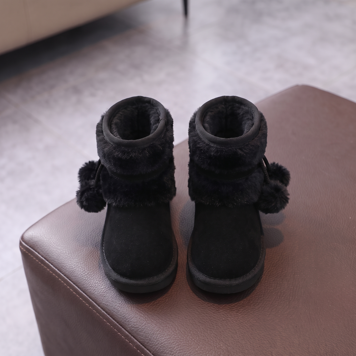 Bottes Double Fourrure Fille Maman & Moi - Noir - vue dessus