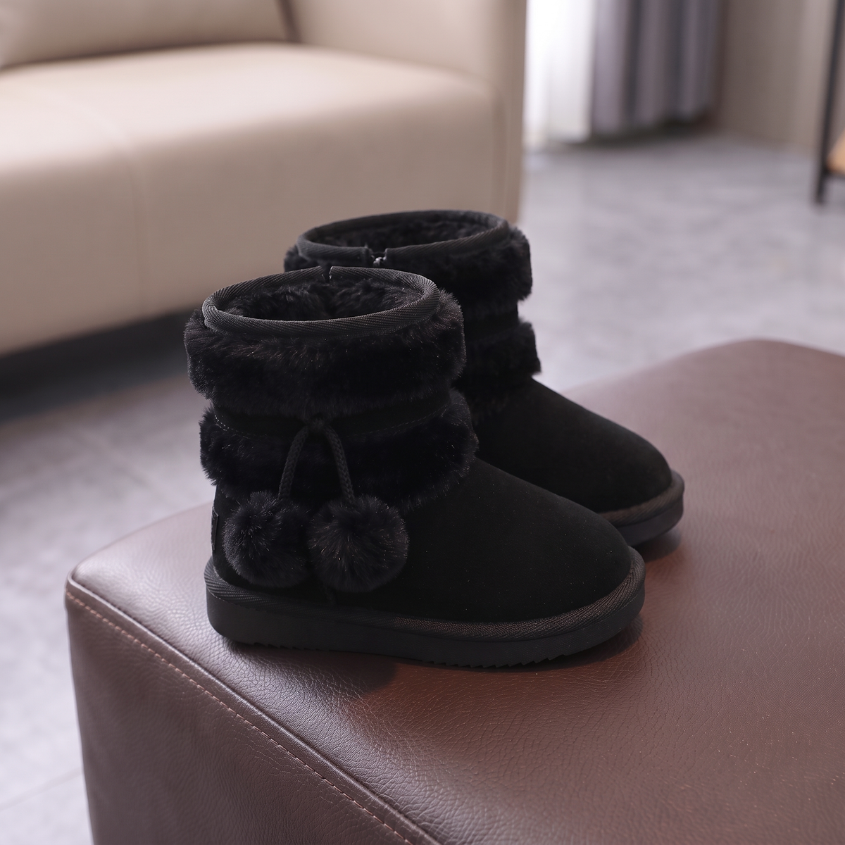 Bottes Double Fourrure Fille Maman & Moi - Noir - profil
