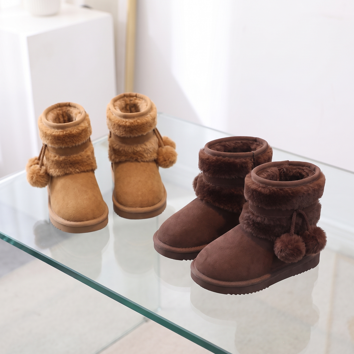 Bottes Double Fourrure Fille Maman & Moi - Camel et Marron