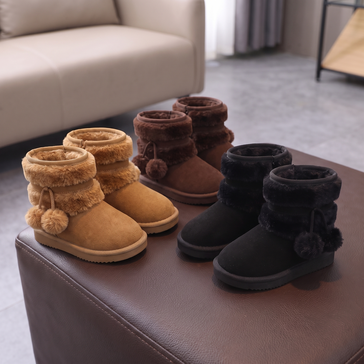Bottes Double Fourrure Fille Maman & Moi - 3 coloris Camel Marron Noir - salon