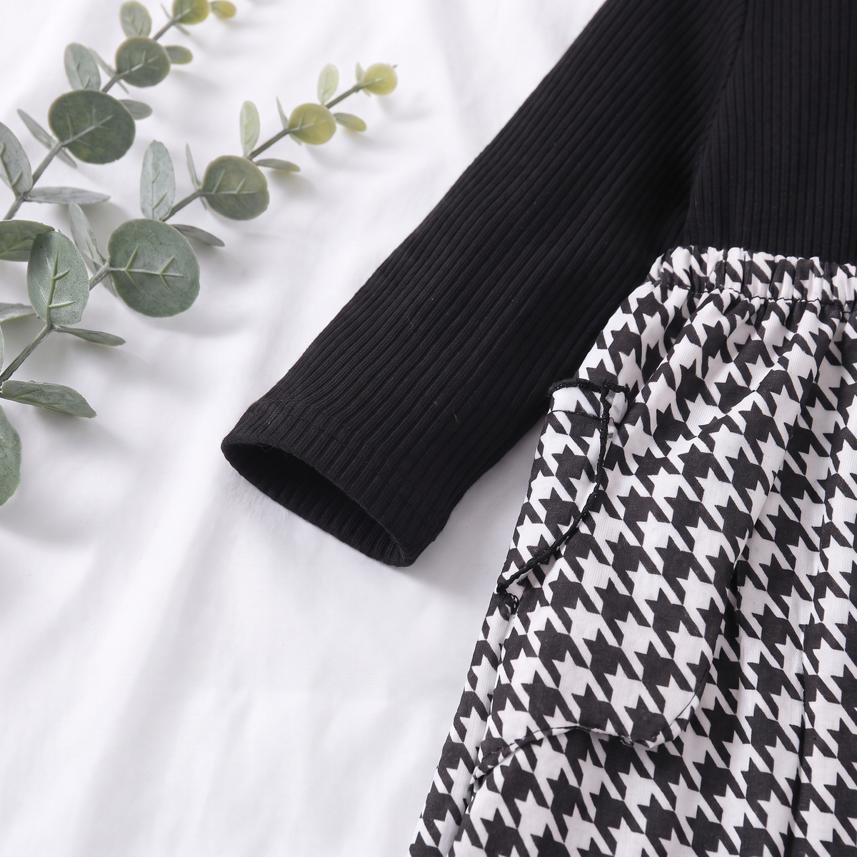 Ensemble Bébé Fille Pied-de-Poule Maman & Moi — détail tricot coton