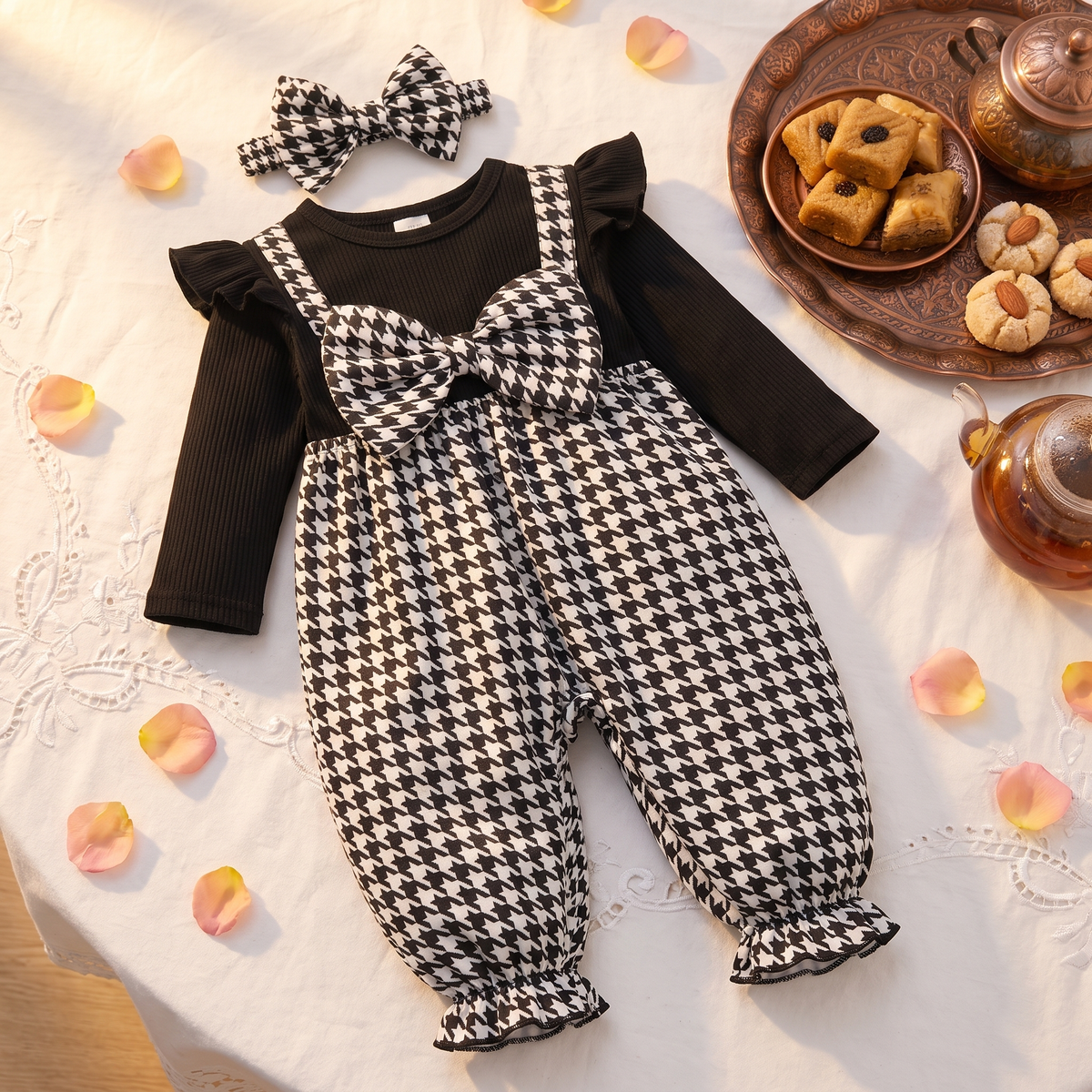 Ensemble Bébé Fille Pied-de-Poule Maman & Moi — table de l'Aïd