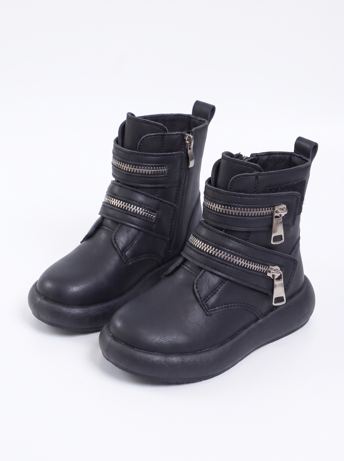 Boots Cloud Zip Fille Maman & Moi - Noir - fond blanc trois-quarts