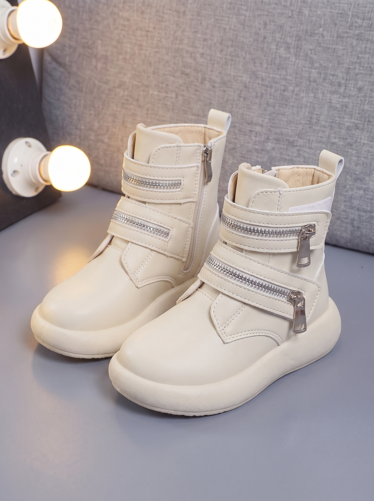 Boots Cloud Zip Fille Maman & Moi - Crème - studio trois-quarts