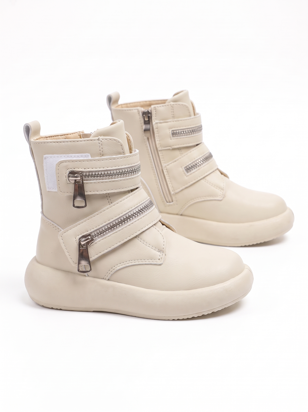 Boots Cloud Zip Fille Maman & Moi - Crème - fond blanc profil