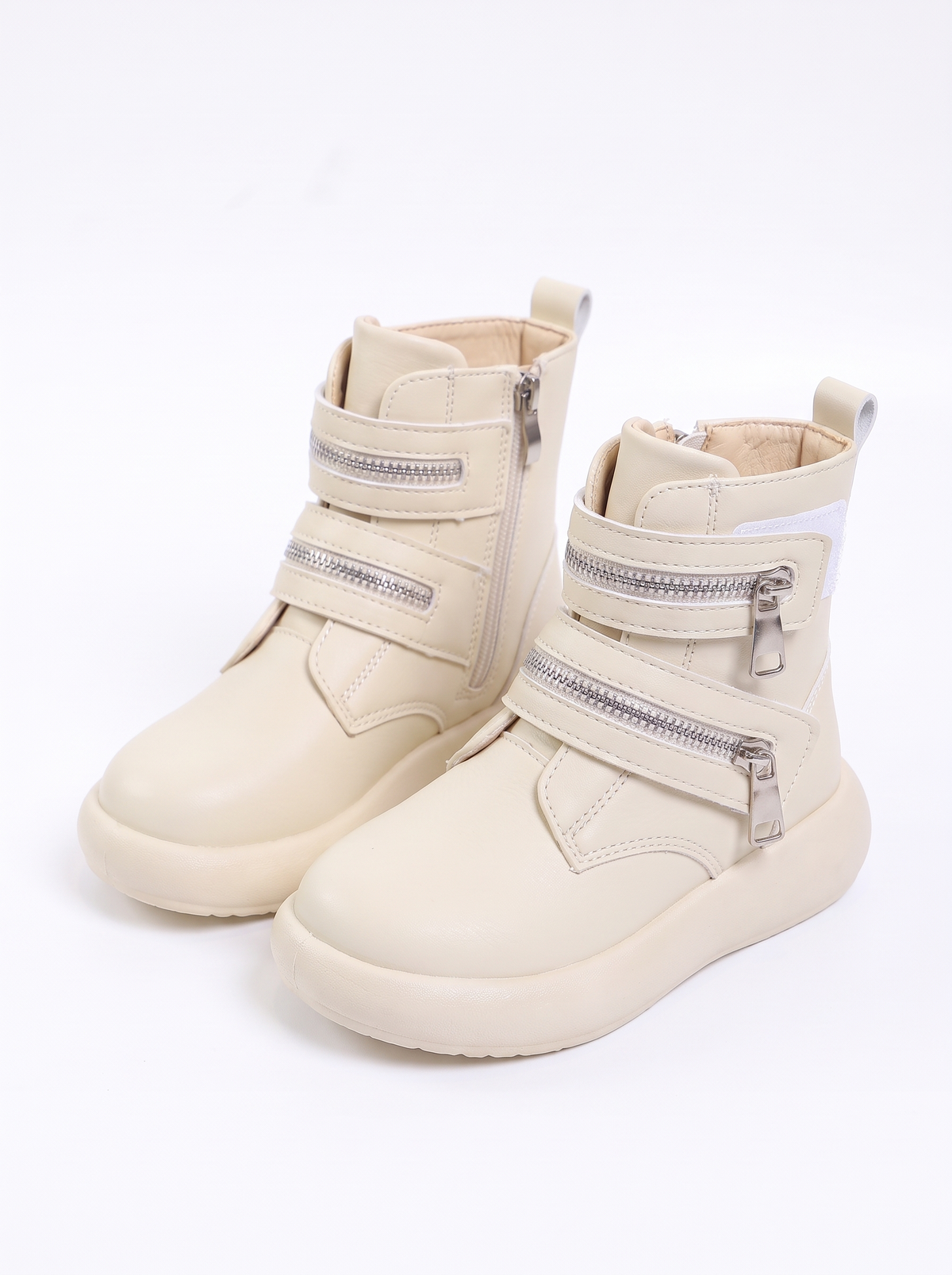 Boots Cloud Zip Fille Maman & Moi - Crème - fond blanc trois-quarts
