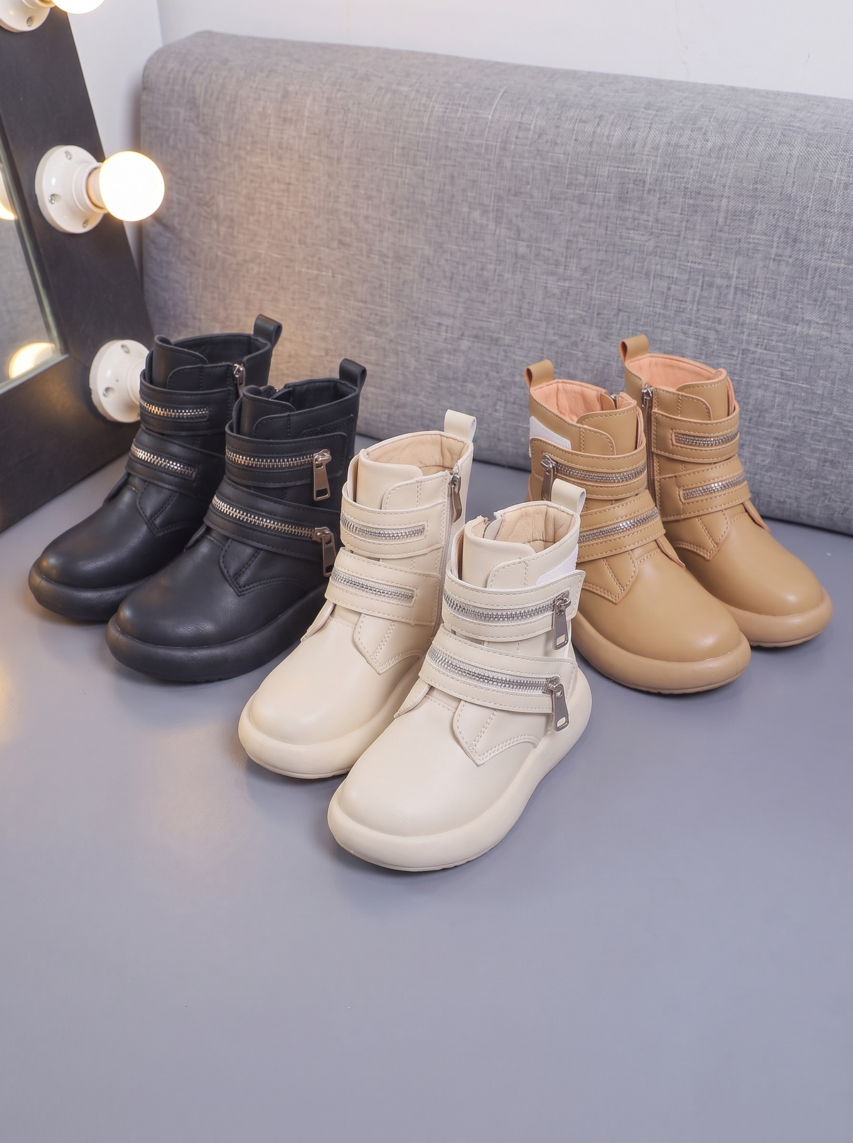 Boots Cloud Zip Fille Maman & Moi - 3 coloris Noir Crème Marron