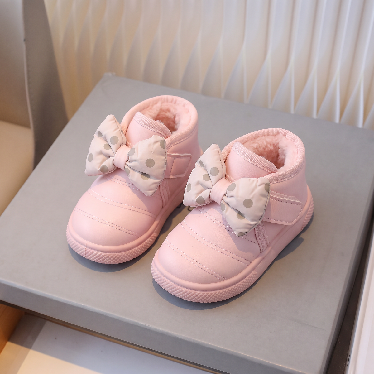 Bottes Bébé Papillon Pois Maman & Moi - Rose vue dessus