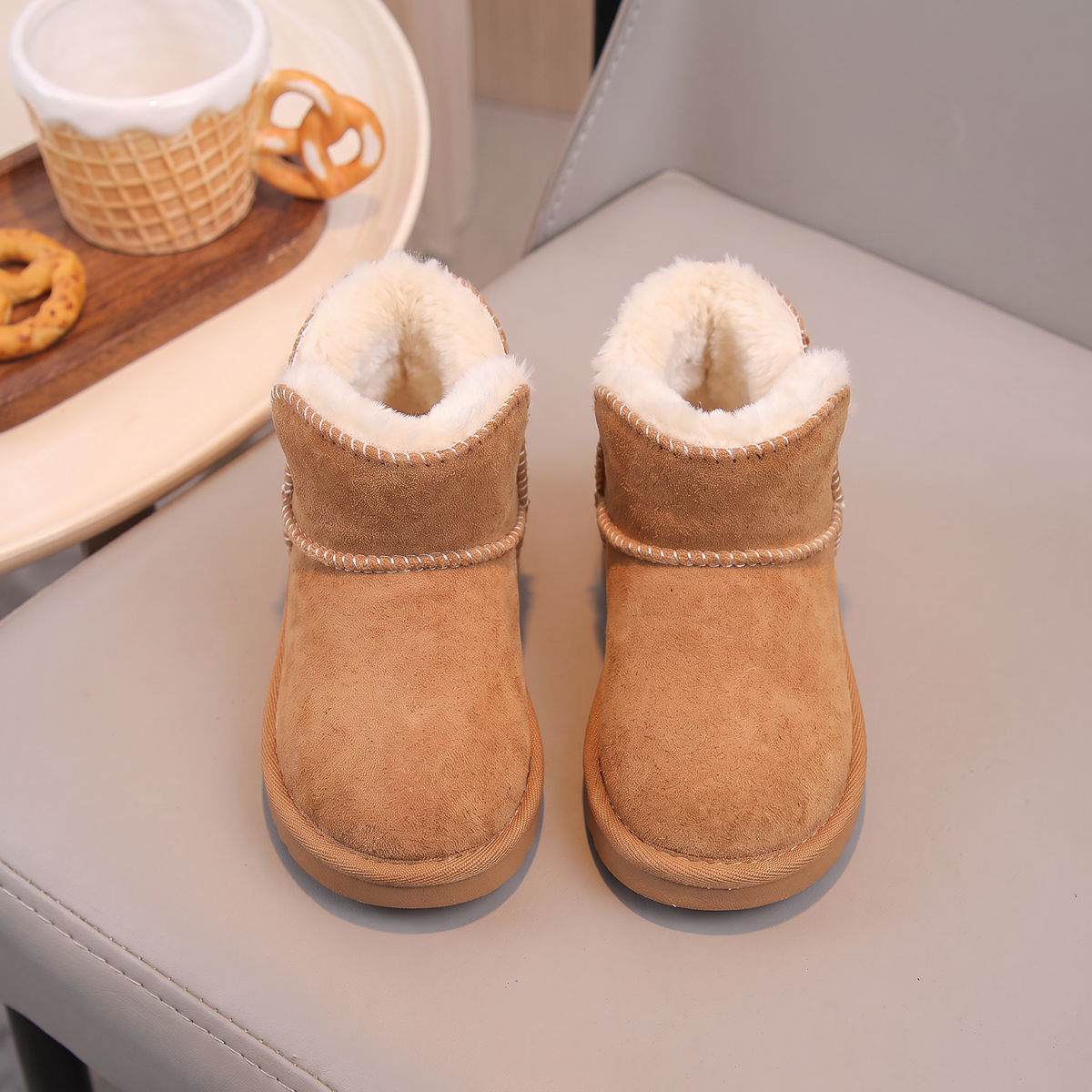 Bottes Bébé Cocoon Maman & Moi - Camel dessus fourrure