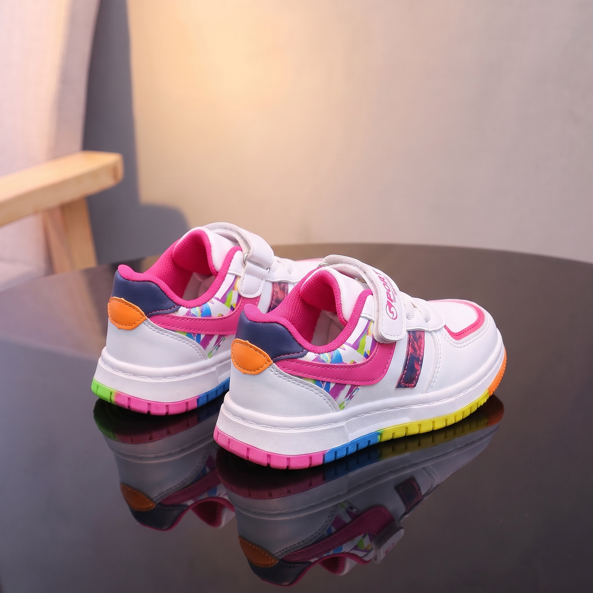 Baskets fille Mama & Moi rose - vue arriere